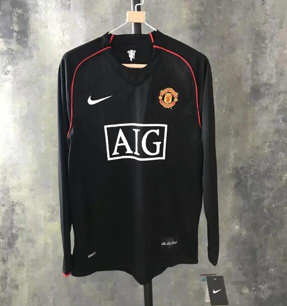 07-08 Manchester United Retro Long Sleeve Away Kit Soccer Jersey